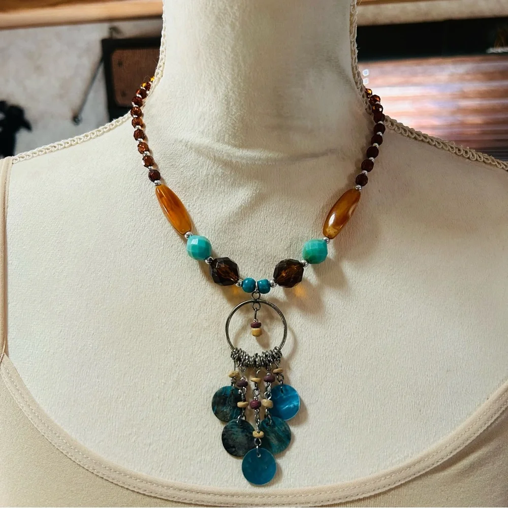 Handcrafted repurpose southwest style beaded necklace